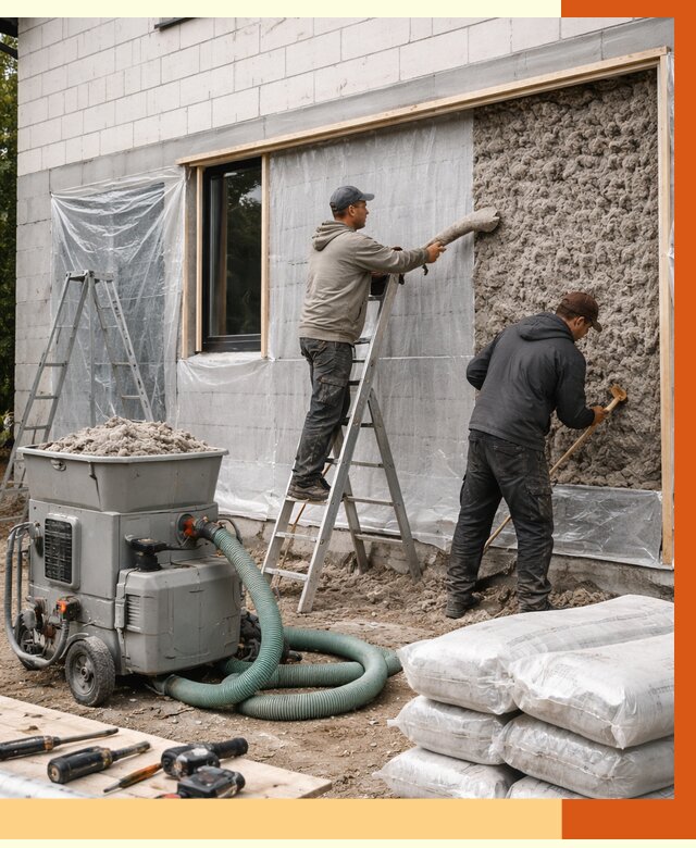 Утепление дома из газобетона эковатой в Торжке от 4601 руб./м2 | ТепломастерТрж