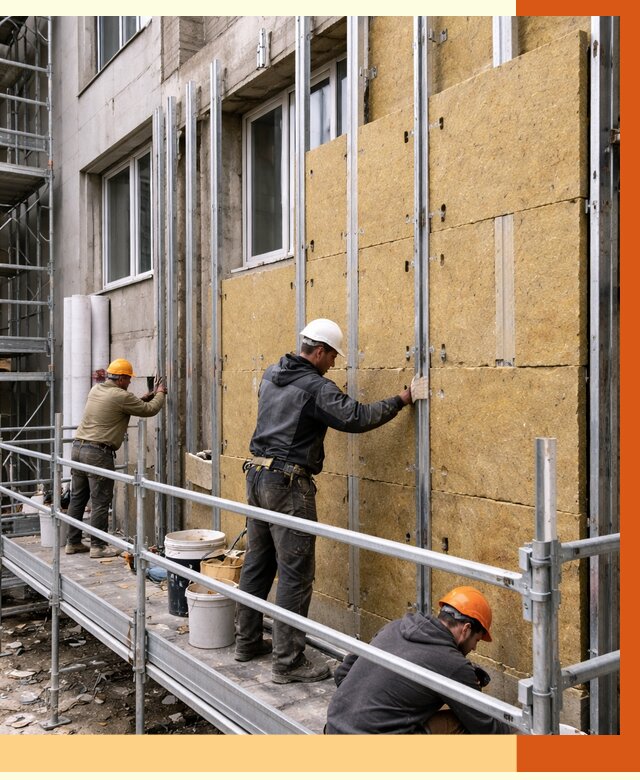 Утепление вентилируемого фасада в Торжке от 5725 руб/м2 — монтаж и утепление вентфасад | ТепломастерТрж
